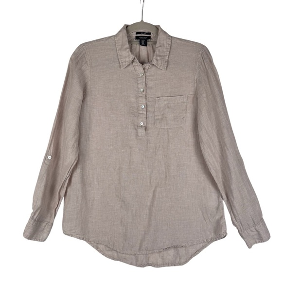 Jones New York 100% Linen Tunic Top Women's Size Small Roll Tab Sleeve - Picture 1 of 5